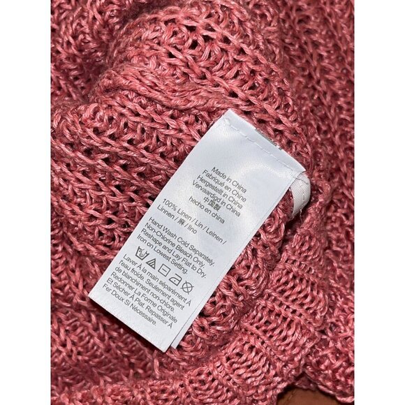 J. Crew Pink Open-Knit Relaxed Fit Linen Beach Pullover Sweater Women Medium - Picture 7 of 8